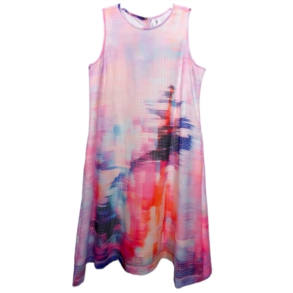 Julia Jordan Pink Abstract Colorful Mesh Shift Pocket Dress Women's Plus Size 14 - Picture 9 of 9
